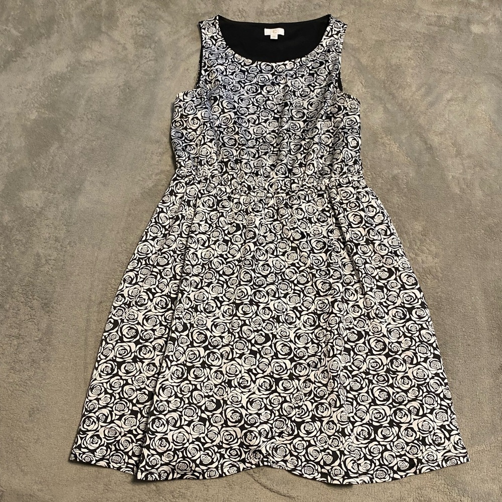 C Black and White Sleeveless A-line Mini Dress